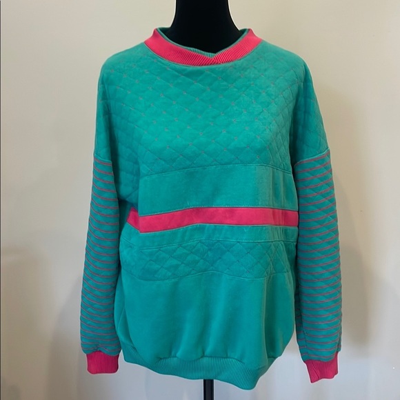 Teal and Pink Women's Sweatshirt vintage - Picture 1 of 2